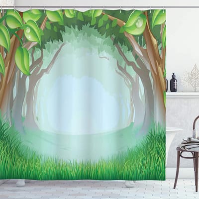 ABAKUHAUS Wald Douchegordijn – Meerkleurig, 175×200 cm, 100% Polyester