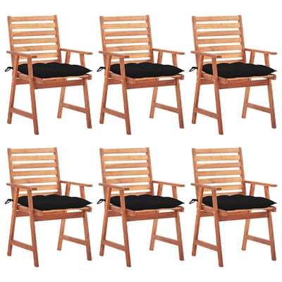 vidaXL - Tuinstoelen - 6 - st - met - kussens - massief - acaciahout