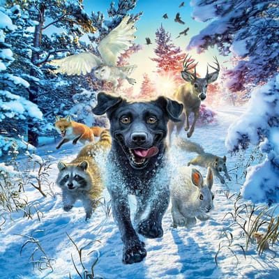 5D DIY Diamantschilderij  Winter Wild Dier & Huisdier  Diamantborduurwerk Kruissteek 20X30CM white