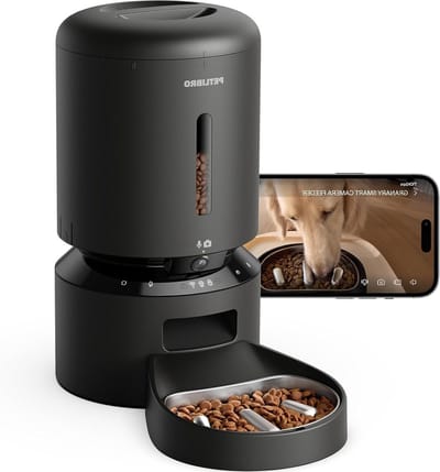 Automatische Kattenvoederdispenser met Camera, 1080p Video, Afneembare Langzame Voerkom en WiFi App voor Hondenvoer