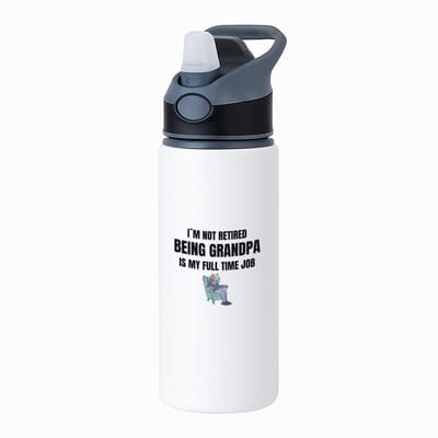 Hacebo® - im not retired being grandpa is my full time job waterfles met rietje zwart - Opa - opa cadeau - cadeau - pension - kantoorhumor - water fles - 650ML
