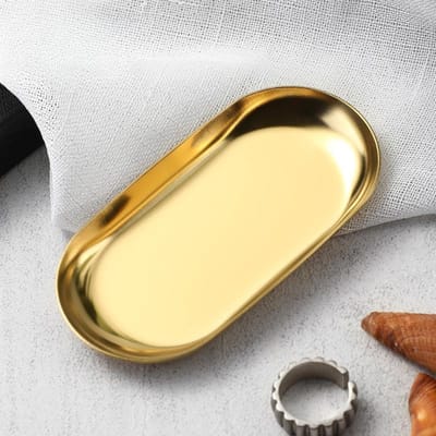 RVS Europese Sieraden Opbergbak Metalen Cosmetica Opberg Ovale Bak Snackbord Keuken Organizer goud