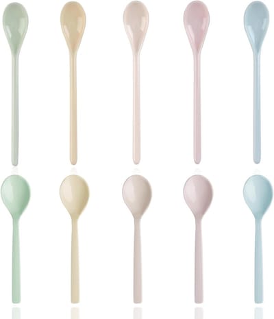 Set van 10 Kleurige Plastic Lepels voor IJs, Eieren en Yogurt - Voedselveilige Lepels voor Koffie en Dranken