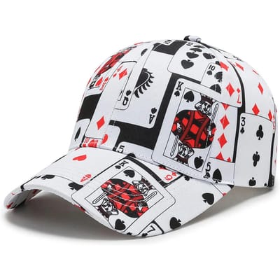 Unisex Pokerkracht Print Baseballpetten Lente Herfst Buiten Verstelbare Casual Petten Hip Hop Pet Zonbeschermingspet wit