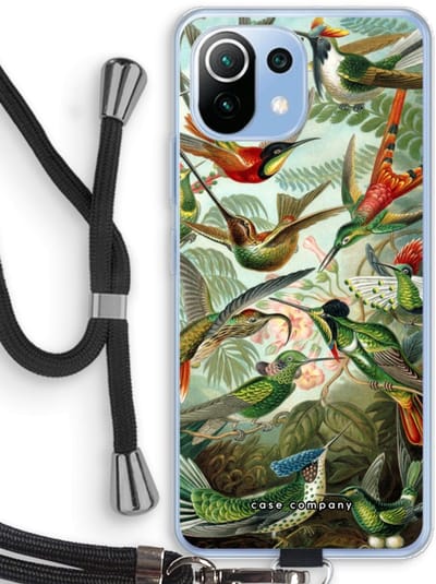 Case Company® - Hoesje met koord geschikt voor Xiaomi Mi 11 Lite hoesje met Koord - Haeckel Trochilidae - Telefoonhoesje met Zwart Koord - Bescherming aan alle Kanten en Over de Schermrand