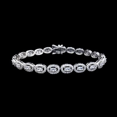 Victoria Valenza 925 Sterling Zilveren Tennisarmband met Ovale Zirkonia Stenen - Armband - 925 sterling zilver - Zilverkleurig - Tennisarmband - Zirkonia