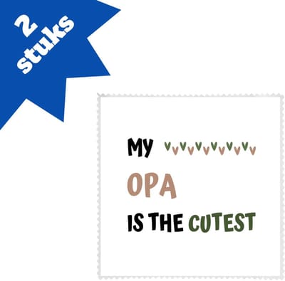 Akyol - my opa is the cutest brillendoekjes - Opa - schattige opa - verjaardagscadeau - verjaardag - cadeau - cadeautje voor opa - opa artikelen - kado - geschenk - gift - 17,8 bij 17,8 cm - 2 stuks