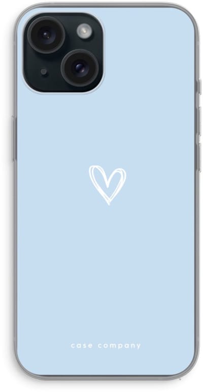 Case Company® - Hoesje geschikt voor iPhone 15 hoesje - Klein Hart Blauw - Soft Cover Telefoonhoesje - Bescherming aan alle Kanten en Schermrand