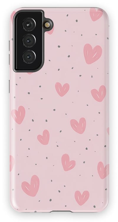 Tough Hoesje met Hartjes Samsung Galaxy S21 Plus | Little Love Tough Case Geschikt voor Mag | Hartjes Print Backcover Samsung Galaxy S21 Plus Pink Blush
