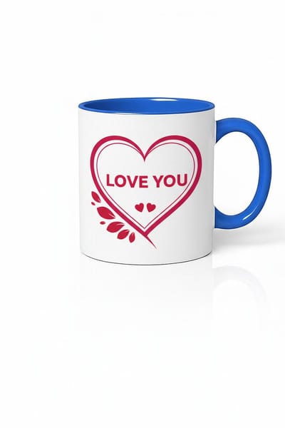Liefdes Mok 'Love You' met Hart - Wit & Blauw Keramiek - Romantisch Cadeau