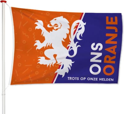 Ons Oranje Vlag 150x225cm - Kwaliteitsvlag - Geschikt voor buiten - EK Versiering - WK versiering