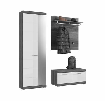 Scout garderobekastcombinatie wit hoogglans MDF TZ rookzilver NB - 40x167x197cm