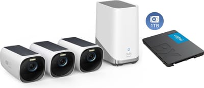 Eufy Cam 3 4K Draadloze Beveiligingsset - Inclusief Homebase 3 en 3 Solar Camera's + 1TB SSD voor 15 jaar opslag - Voordeelbundel