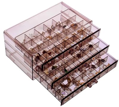 Oorbellen Organizer met 3 Laden - Transparante Sieraden Opbergdoos met 72 Compartimenten voor Accessoires