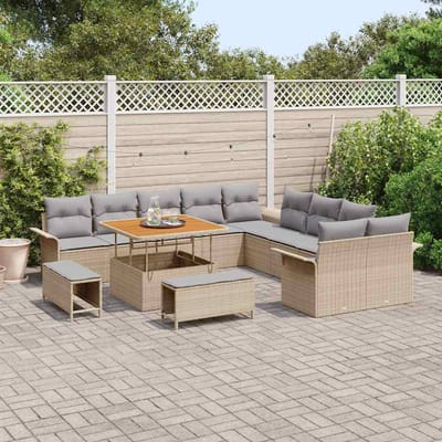 vidaXL - Tuinbank - Set - 13 - st - 12-Aantal - zitplaatsen - Beige - en - Lichtgrijs