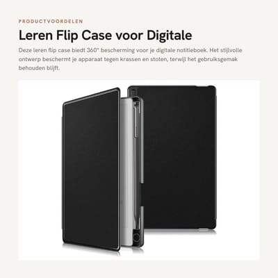 Dailygoods - Leren Flip Case voor Digitale Notitieboek met 360° Bescherming