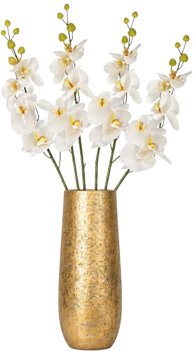 Bellatio Design Kunstbloem Orchidee Milan - 4x - creme - 78 cm - losse steel - kunst zijdebloemen - Phalaenopsis