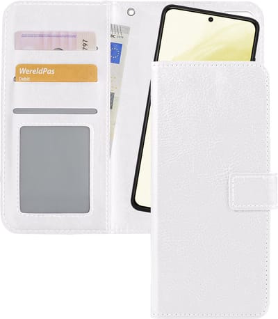 Hoesje - 2 in 1 - Geschikt voor Samsung Galaxy S21 - Met Uitneembare Hard Cover - Bookcase - Wallet Case - Met Pasjeshouder - Book Case - Uitneembaar - Pashouder - Kunstleer - Telefoonhoesjes - Wit