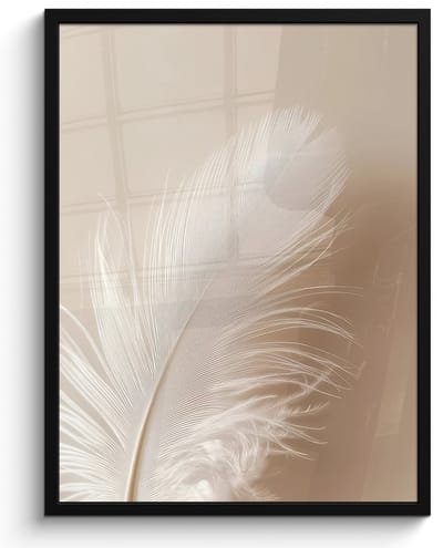Poster in lijst - Fotolijst 60x80 cm - Posters - Veer - Minimalistisch - Roze - Posterlijst zwart - Decoratie - Wanddecoratie woonkamer - Muurdecoratie slaapkamer