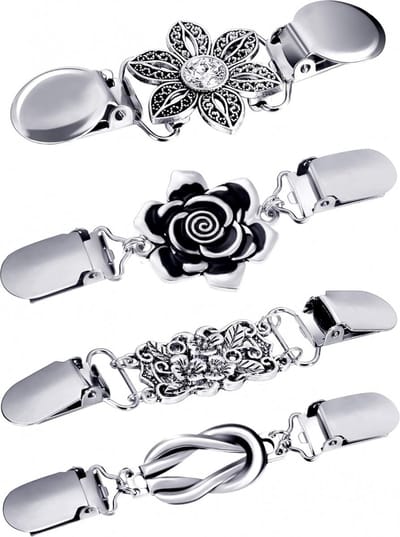 4 Stuks - Broche clip - Vestklem - Vestsluiting - Vestclip dames - Vestsluiting Dames - Vestspeld - Vestclip - Clip Met Haakje - Broche - Ketting - Blouse - Gebreide Jas - Jurken - Jas - Antislip Vaste Gesp - 4 Stijlen
