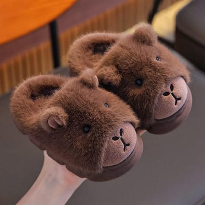 Chaussons Mignons Capybara pour Enfants Mode Confortables Gardent au Chaud Chaussures de Sol Chaussons de Maison Intérieur black