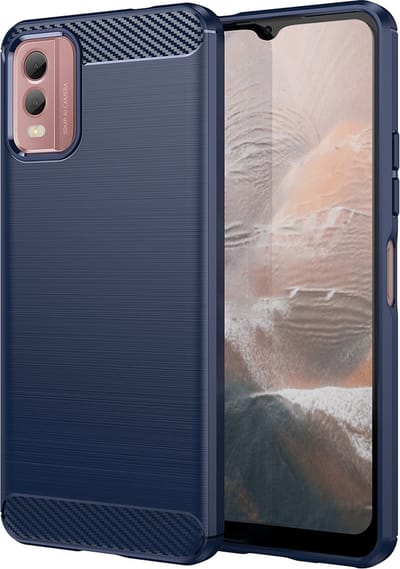 Hoesje geschikt voor Nokia C32 - Techsuit Carbon Silicone Back Cover - Blauw