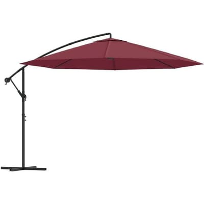 vidaXL - Zweefparasol - met - aluminium - paal - 350 - cm - bordeauxrood