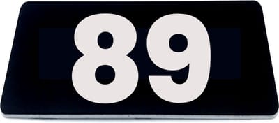 Nummerplaatje 89 - 80 x 50 x 1,6 mm - Zwart/wit - incl. 3M-tape | Nummerbordje - Deur en kamernummer - brievenbusnummers - Gratis verzending - 5 jaar garantie