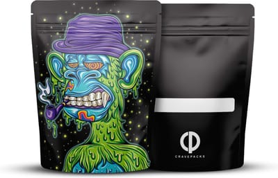CravePacks Bored Monkey 10X12,7CM - Mylar bags - Gripzakjes - Ziplock - Vershoudzakjes