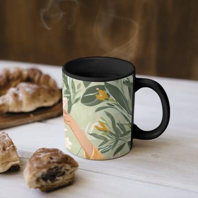 Magische Mok - Foto op Warmte Mokken - Koffiemok - Glazen - Proosten - Bladeren - Groen - Magic Mok - Beker - 350 ML - Theemok
