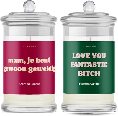 Kaarsen geschenkset Moeder - Mama Love You - Grappige Cotton Geurkaarsen voor Moeder - in Glas met Tekst - Verjaardag Cadeau Vrouw Mama - Geschenkset - Happy Birthday - Verwenpakket Vrouw Cadeautje voor Haar