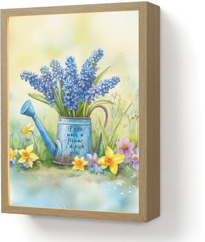 Wandlamp 30x40 cm - Oplaadbaar - Lavendelbloemen - Quote - Gieter - Wandlampen binnen woonkamer - Slaapkamer lamp - Decoratieve nachtlamp - Vloerlamp draadloos