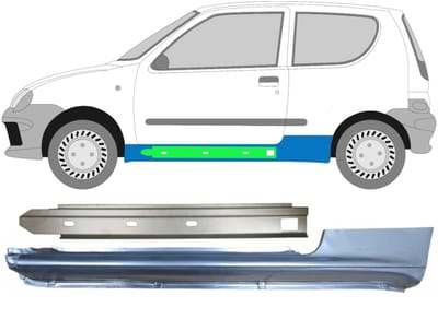 Reparatiepaneel dorpel + binnen reparatiepaneel dorpel voor Fiat Seicento 98-10