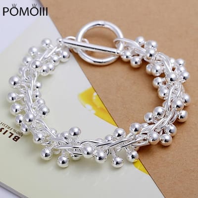 Bracelets Chram en Argent Sterling 925 Chaîne Solide Perles Mode Beau Haute Qualité Femmes Bijoux de Mariage gray