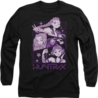 K-Pop Demon Hunters Unisex Volwassenen Huntr/X Paneel Lange Mouwen T-Shirt (Zwart)