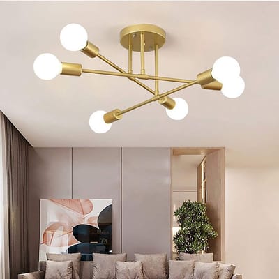Hanglamp - 60CM - groot - E27 - 6 lampen - retro - metalen kroonluchter - goud- (zonder lampen)