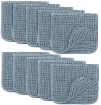 Zachte Muslin Burp Cloths voor Baby's - 6 Lagen Katoenen Handdoeken - Extra Absorberend en Comfortabel - 10-Pack