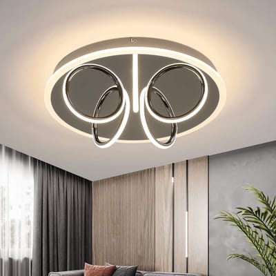 NETTLIFE Plafondlamp LED – rond - 41W - nikkel – 3000K Warm wit Licht - Moderne Plafondverlichting – 43cm - Metaal - voor Woonkamer | Slaapkamer | Gang