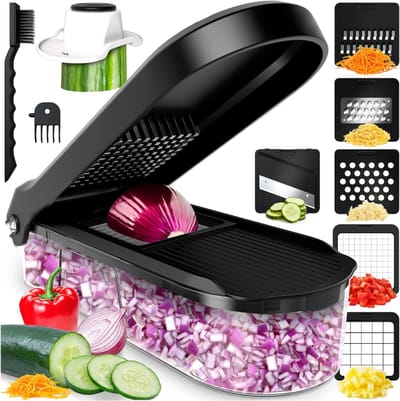 AHD® Groentesnijder - Mandoline Keukensnijder - Mandoline Groentesnijder - Zwart - 25cm x 13cm x 8cm