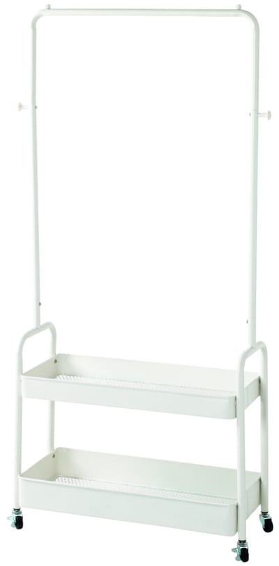 Kledingrek – Wit staal met planken – Verrijdbaar en stevig ontwerp – 85 cm breed, 160 cm hoog, 45 cm diep