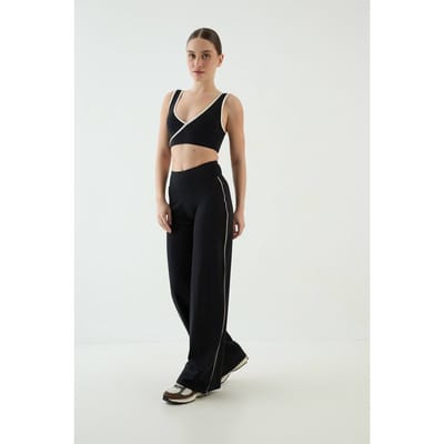Dames Dsgn Studio Contour Bies Wijde Pijpen Yogabroek | Zwart | Maat: Small