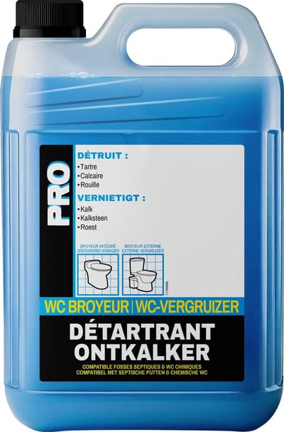 PRO WC-Vergruizers Ontkalker 5L — Krachtige Sanibroyeur Ontkalker voor Maceratietoilet, Vermaler & Chemisch Toilet — Beschermt het Mechanisme — Verlengt Levensduur