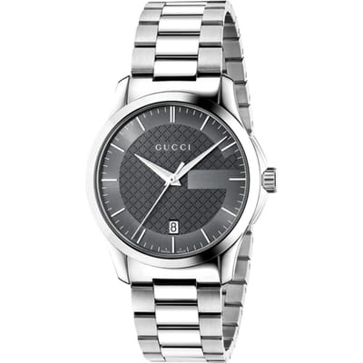 Gucci G-Timeless YA126441 Unisex Horloge met Grijze Wijzerplaat en Zilveren Armband