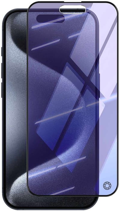 Force Case, Screenprotector geschikt voor iPhone 15 Pro - Anti-Blue Light Organic Glass 2.5D, Transparant