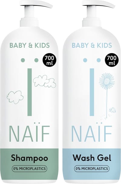 Naïf - Baby Shampoo & Wasgel - Voordeelset - XXL Pompfles - Baby & Kids - Natuurlijke Ingrediënten - 2x700ml