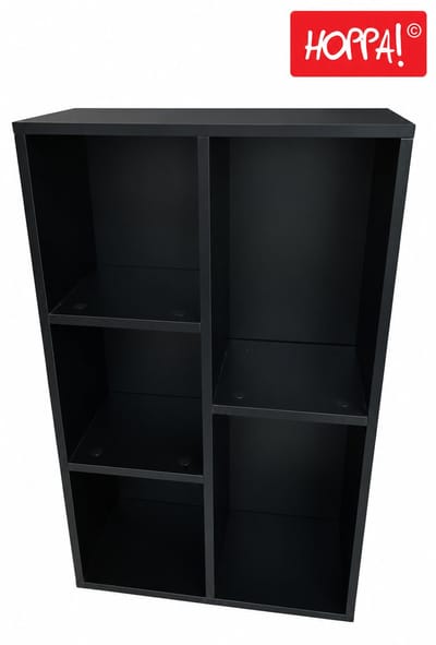 Hoppa! Boekenkast – 5 vakken, Zwart, 50 x 24 x 80 cm (B x D x H)