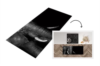 Keukenloper - Loper keuken - Olifant - Tanden - Zwart - Wit - 120x50 cm - Keukenloper vinyl