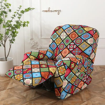 Housse de fauteuil inclinable imprimée LANMOLIF avec poches, housse de protection simple inclinable, 4 pièces, protection de meubles inclinables LazyBoy pour enfants et animaux de compagnie 1 PC