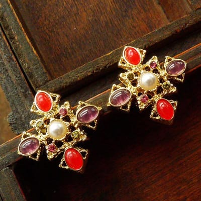 Broche Trésor Antique Vintage Palace Repolie Couleur Broches Gemmes Colorées Perles Épingles Fête Mariage Bijoux black