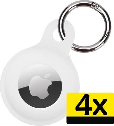 Hoesje Geschikt voor Apple AirTag Hoesje Sleutelhanger Houder - Siliconen Hoesje Geschikt voor Apple AirTag Hoesje - Wit - 4 Stuks